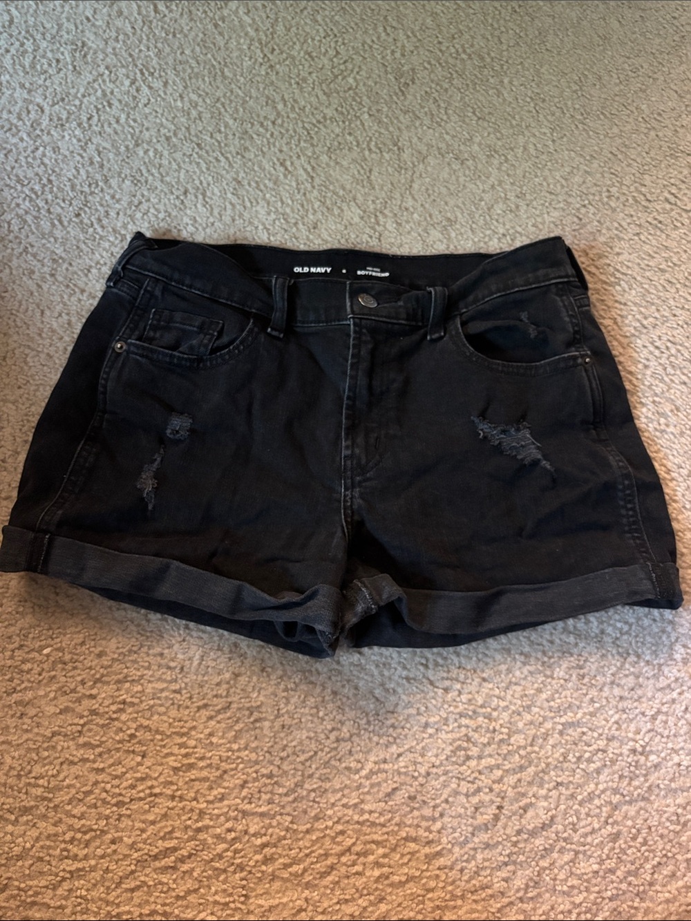 Old Navy Black Rolled-Hem Distressed Denim Shorts